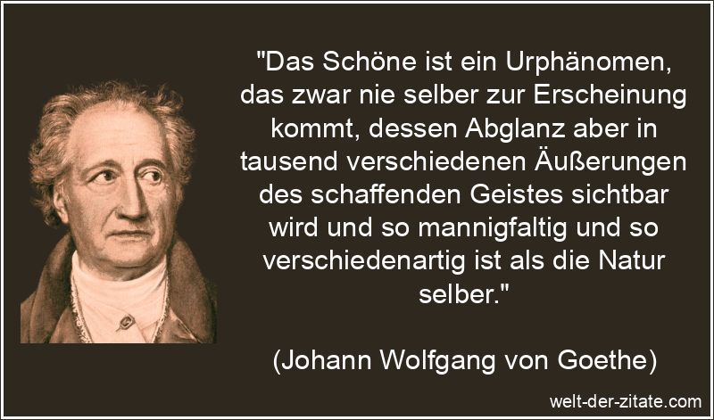 Das Schöne ist ein Urphänomen, das zwar nie selber zur Erscheinung