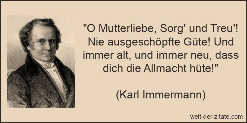 O Mutterliebe, Sorg' und Treu'! Nie ausgeschöpfte Güte! Und immer