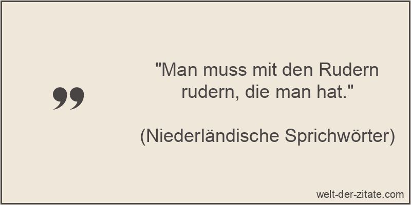 Man muss mit den Rudern rudern, die man hat.
