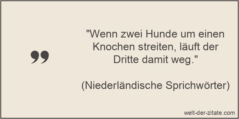 Wenn zwei Hunde um einen Knochen streiten, läuft der Dritte damit