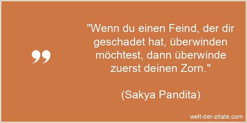 „Wenn du einen Feind, der dir geschadet hat, überwinden möchtest, dann überwinde zuerst deinen Zorn.“ Wenn du einen Feind, der dir geschadet hat, überwinden möchtest,