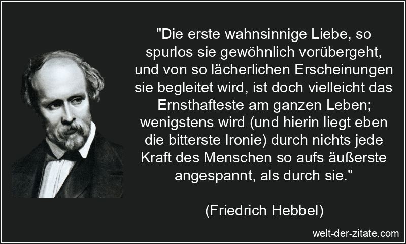 Die erste wahnsinnige Liebe, so spurlos sie gewöhnlich vorübergeht,