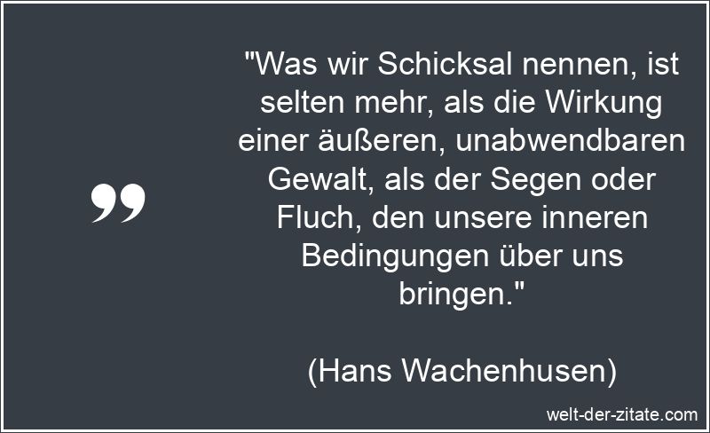 Was wir Schicksal nennen, ist selten mehr, als die Wirkung einer