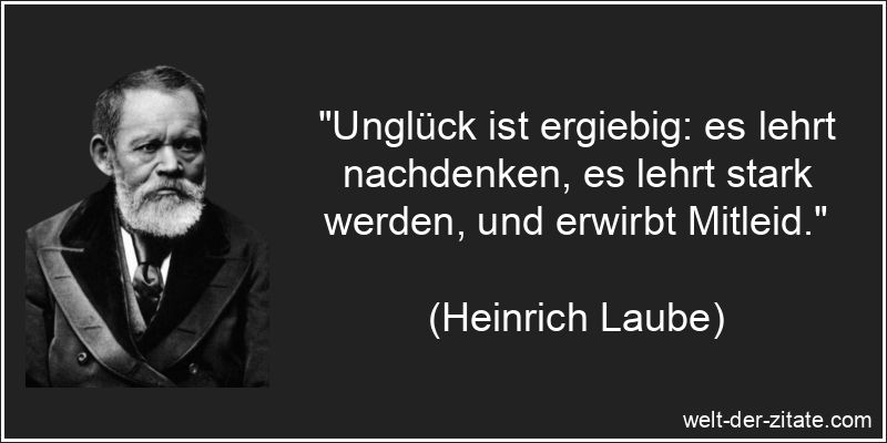 Unglück ist ergiebig: es lehrt nachdenken, es lehrt stark werden,