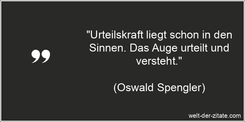 Urteilskraft liegt schon in den Sinnen. Das Auge urteilt und versteht.