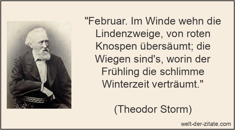 Februar. Im Winde wehn die Lindenzweige, von roten Knospen